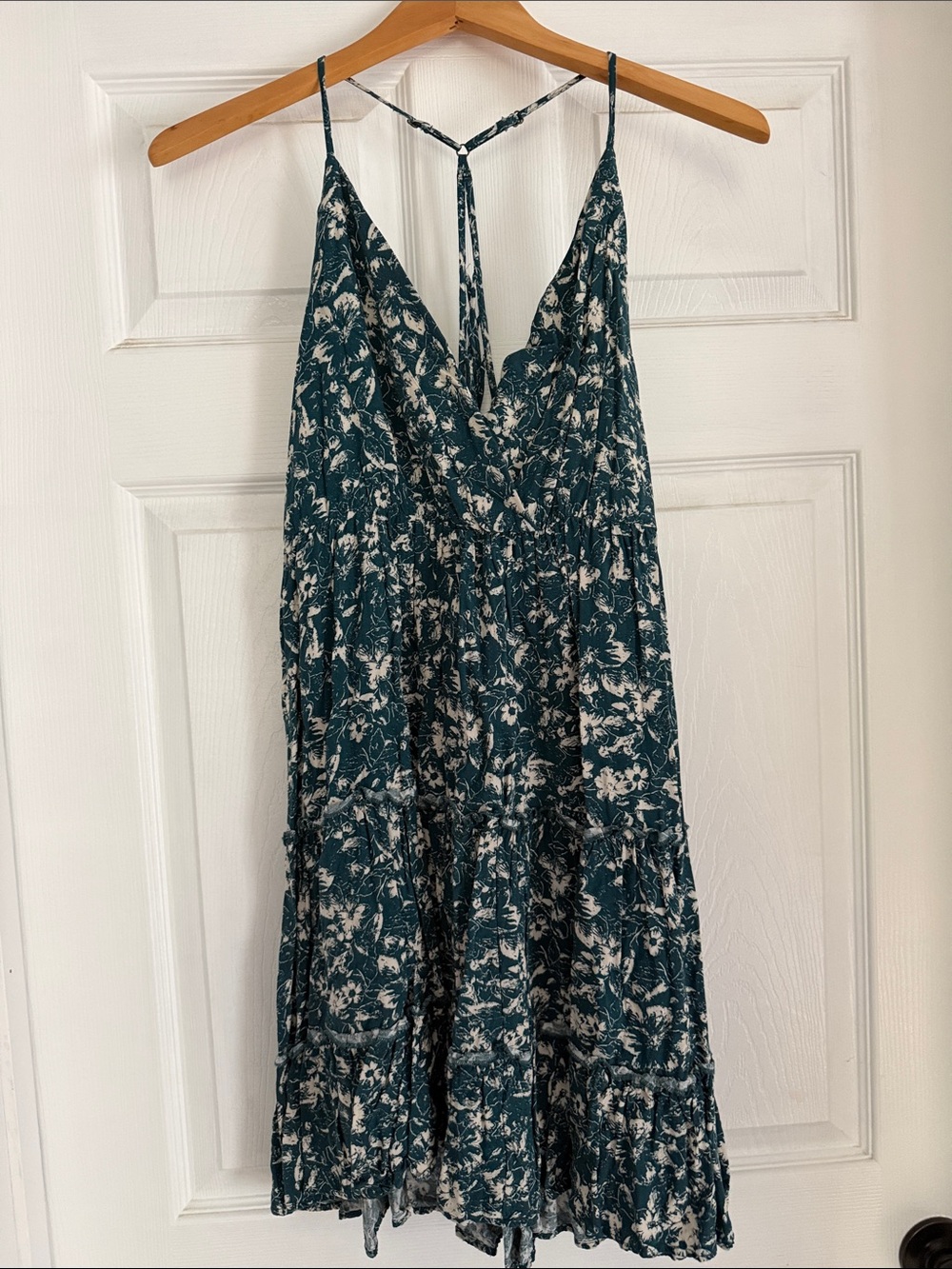 Maurices Teal and White Floral Midi Sundress